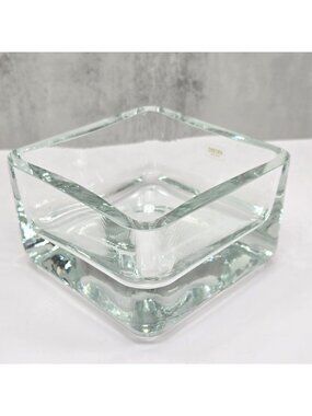 Krosno Poland Glass Square Serving Bowl Heavy Modern Minimalism VL5074